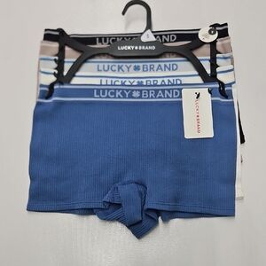 Lucky Brand Seamless Boyshorts Set. Black, Blue.